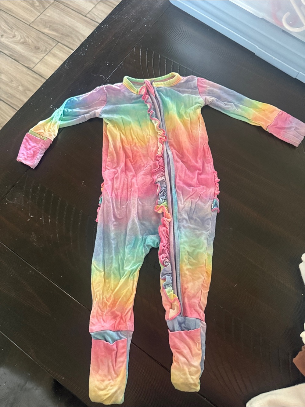 Birdie Bean Rainbow Ruffle Zip-Front Kids One-Piece